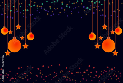 New Year and Christmas getting card background Celebration Display with Sparkling Decorations and Defocused Glittering Lights and stars