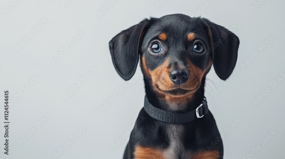 Dachshund puppy on a white background with space for advertising text. AI generated image Dachshund puppy on a white background with space for advertising text. AI generated image