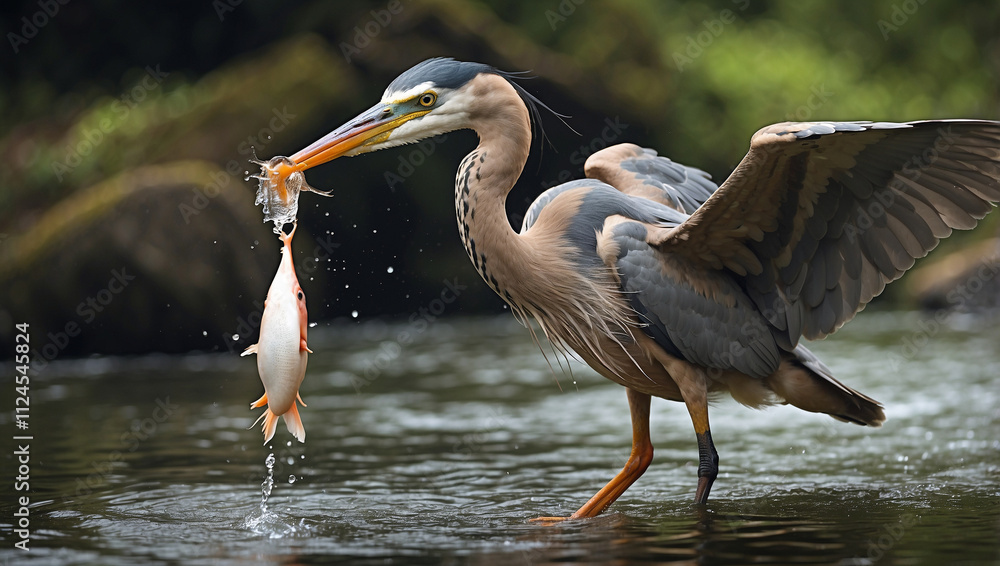 custom made wallpaper toronto digitalHeron Catching Fish