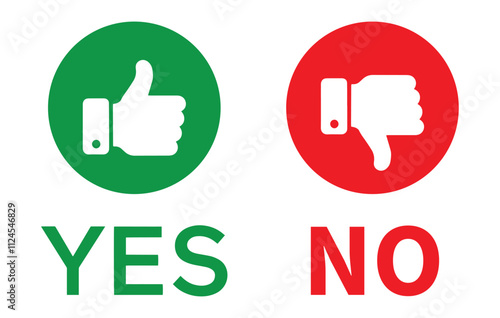 Thumb up and thumb down Like and dislike icons Yes or no choice Agree and disagree sign