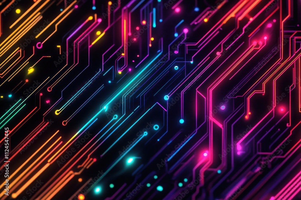 abstract circuit board neon lines digital background abstract circuit board neon lines digital background