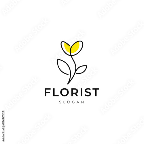 flower florist summer line logo design graphic vector