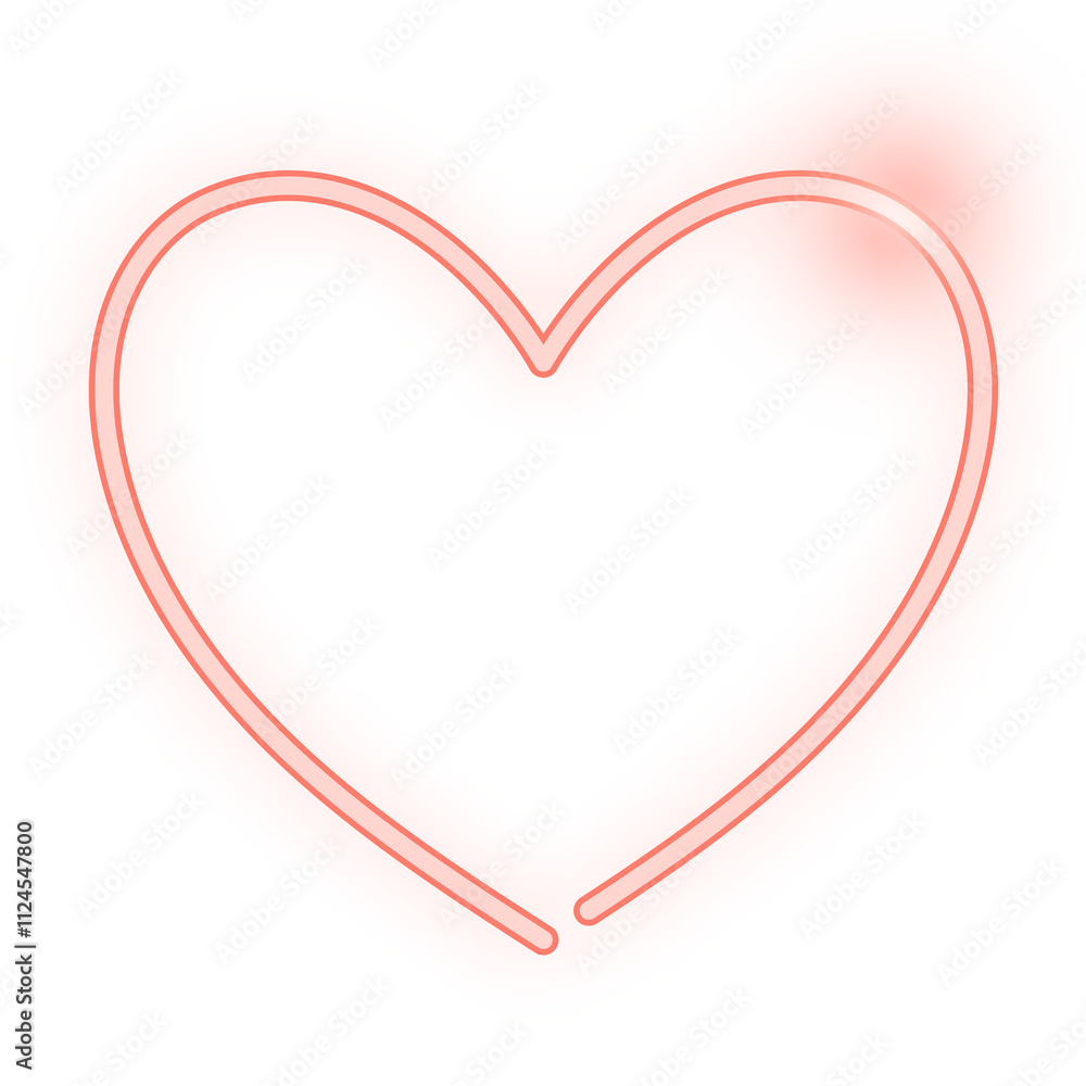 Png red neon love element, transparent background