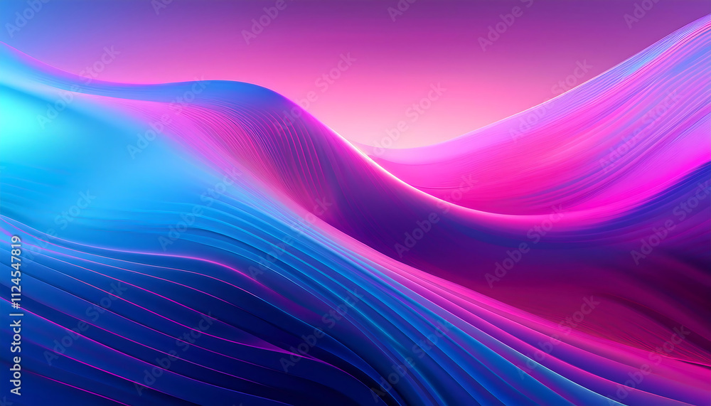 Obraz premium Vibrant Abstract Gradient with Flowing Neon Waves in Blue and Pink Tones