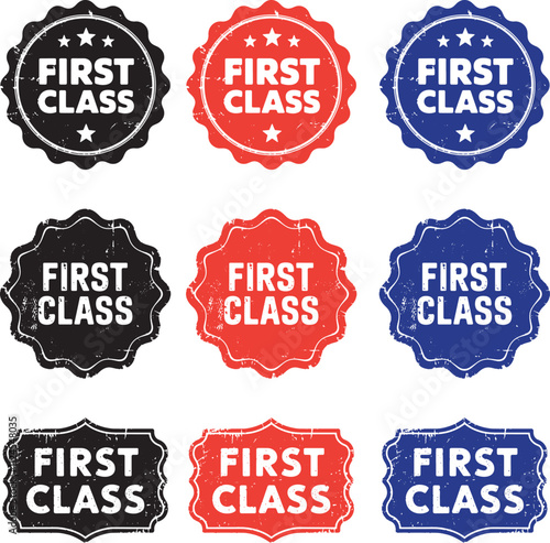 First class label flat design collection