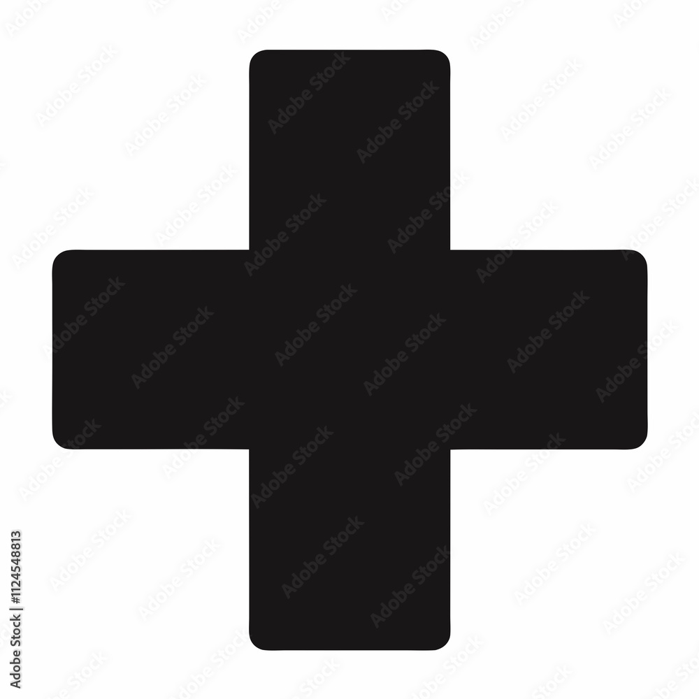 Black Silhouette Medical Cross Vector Art Illustration Black Silhouette Medical Cross Vector Art Illustration
