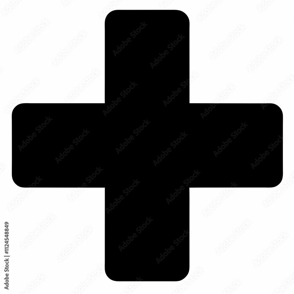 Fototapeta premium Black Silhouette Medical Cross Vector Art Illustration
