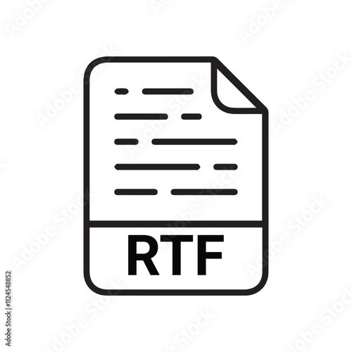 RTF icon, RTF outline vector icon. Thin line black RTF icon, flat vector simple element illustration from editable big data concept isolated on white background