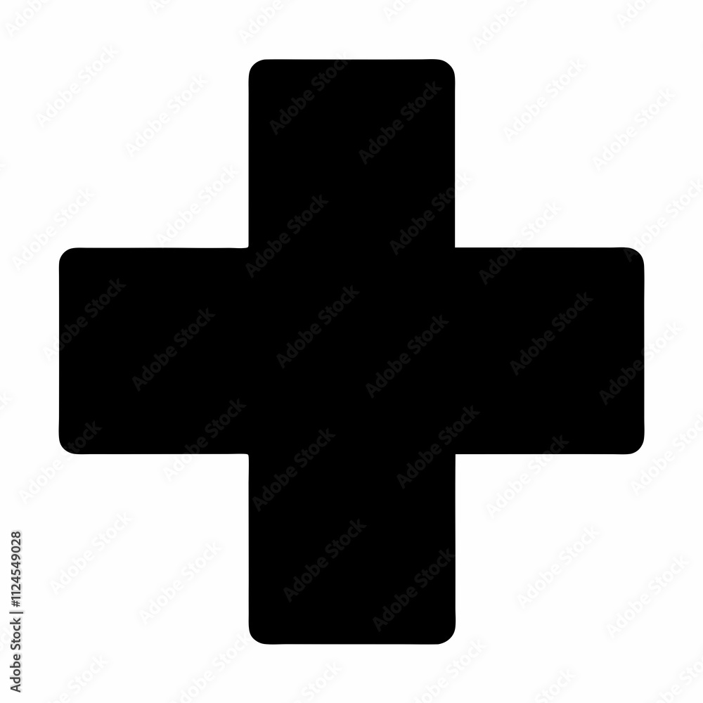 Black Silhouette Medical Cross Vector Art Illustration Black Silhouette Medical Cross Vector Art Illustration