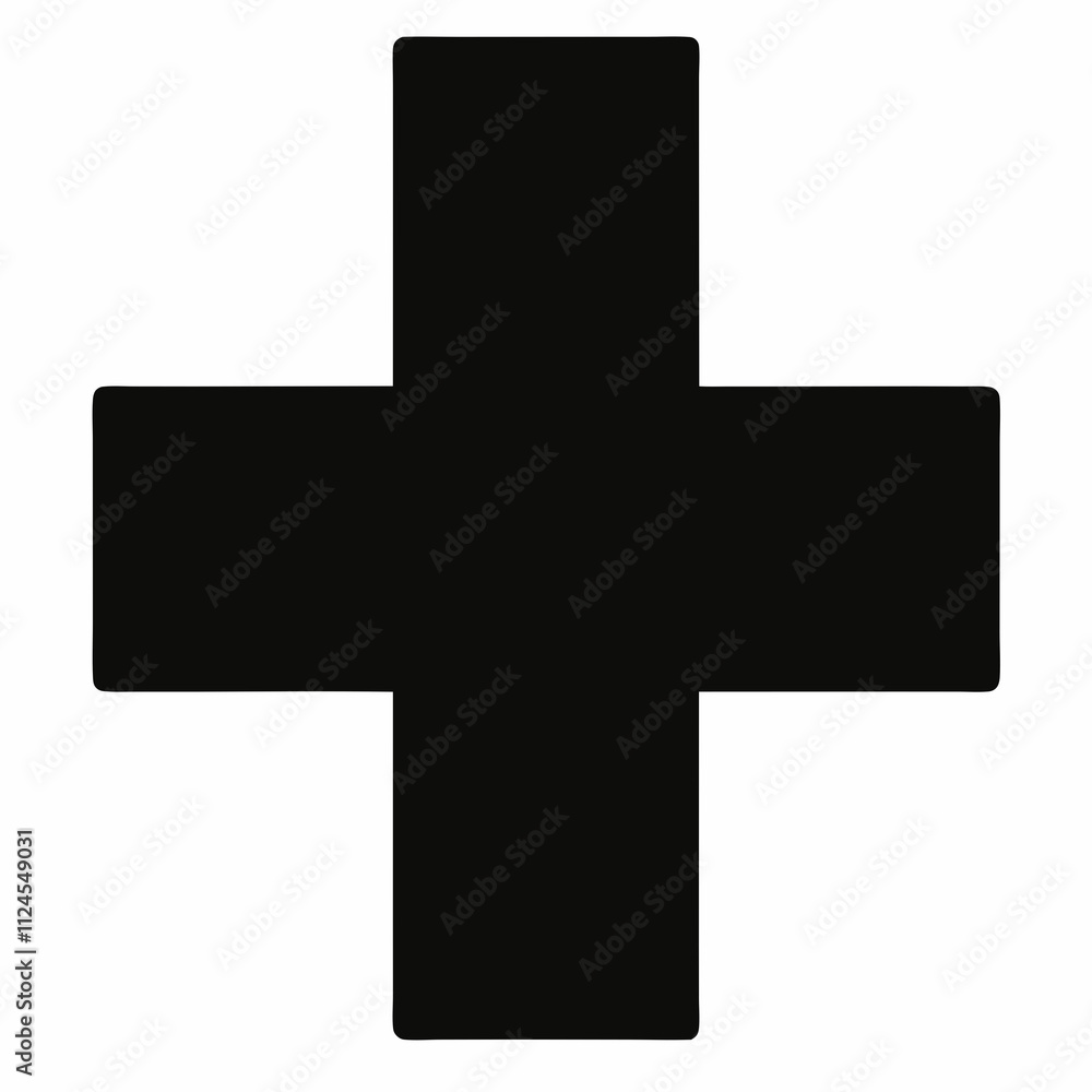 Fototapeta premium Black Silhouette Medical Cross Vector Art Illustration