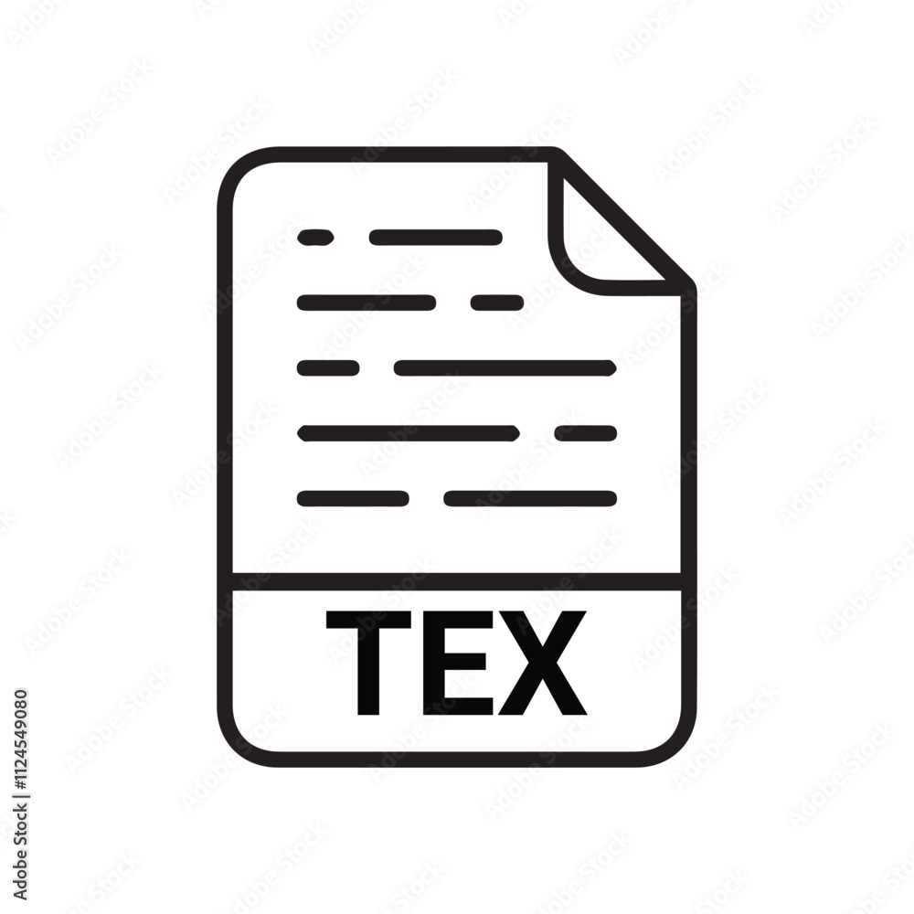 TEX File Format Icon. TEX extension line icon. TEX File Format Icon. TEX extension line icon.