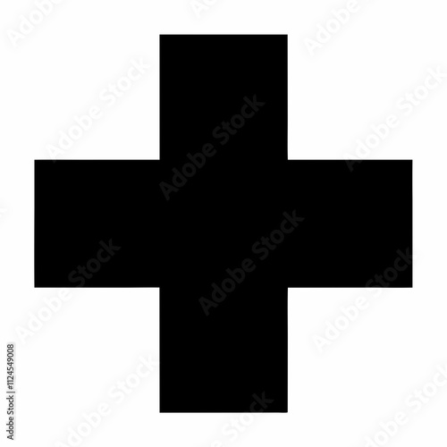 Black Silhouette Medical Cross Vector Art Illustration