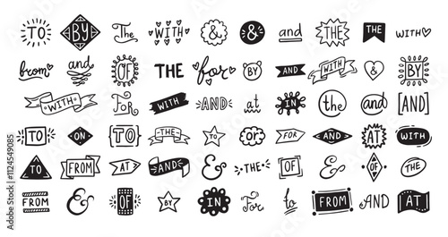 Hand drawn doodle elements set, ampersands, catchwords. vintage doodle ampersands, catchwords, calligraphy