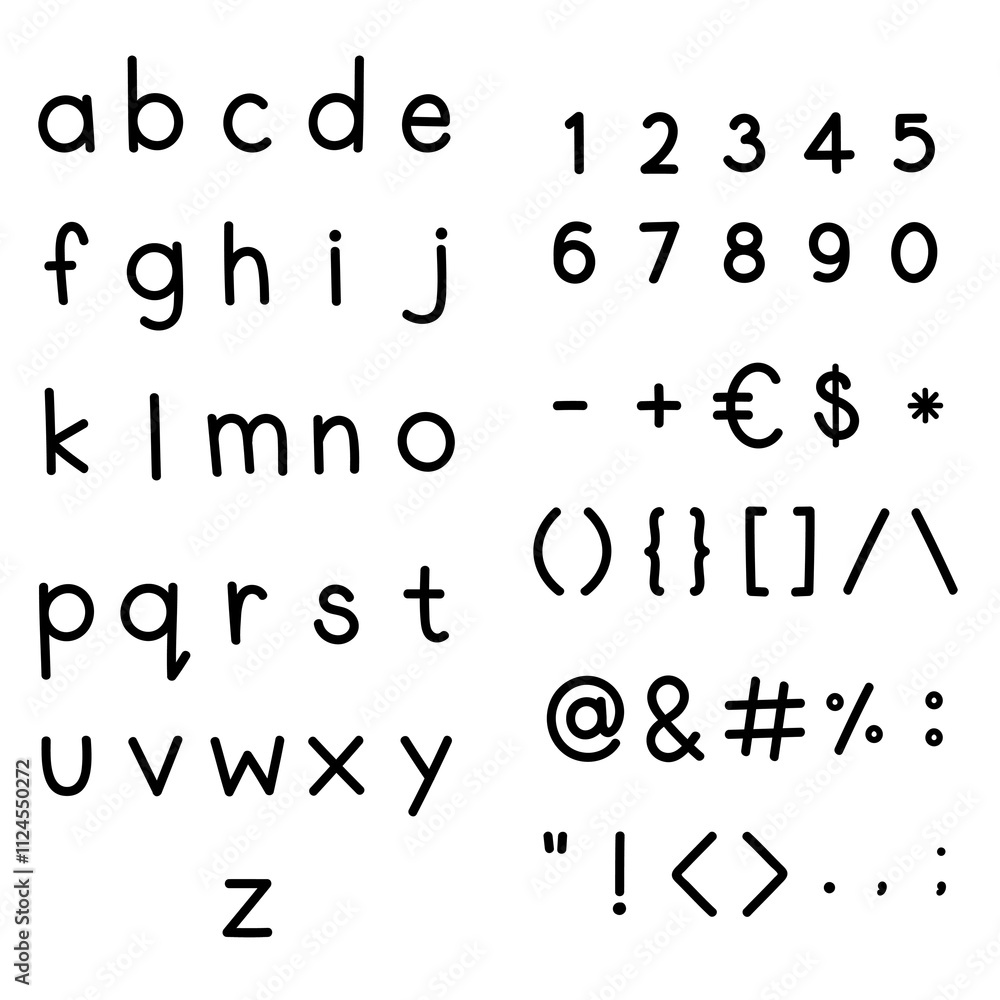 Styled alphabet and symbol set design element Styled alphabet and symbol set design element