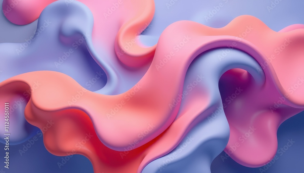 Abstract Pink and Blue Fluid Wave Forms Abstract Pink and Blue Fluid Wave Forms