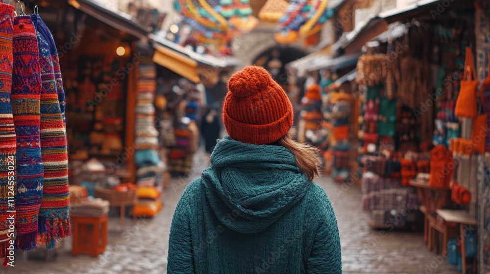 Obraz premium Vibrant Bazaar Adventure: Exploring a Colorful Street Market