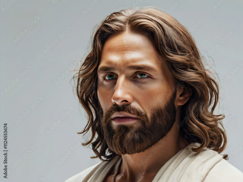 Jesus is illustrated with a kind and compassionate demeanor. Jesus is illustrated with a kind and compassionate demeanor.