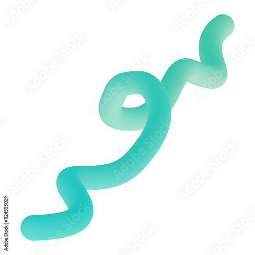 3D squiggle shape png sticker collage element, transparent background