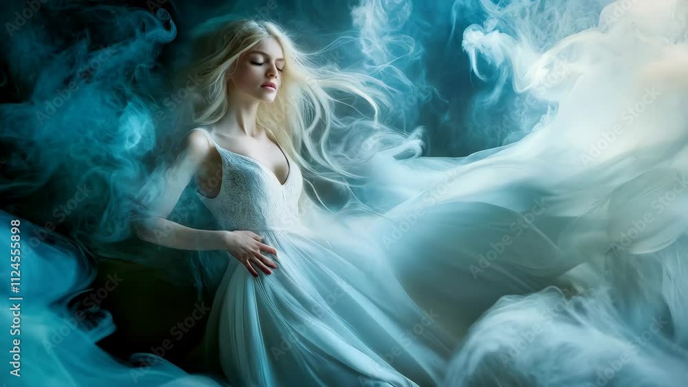 A dream ethereal, diaphanous feminine character A dream ethereal, diaphanous feminine character
