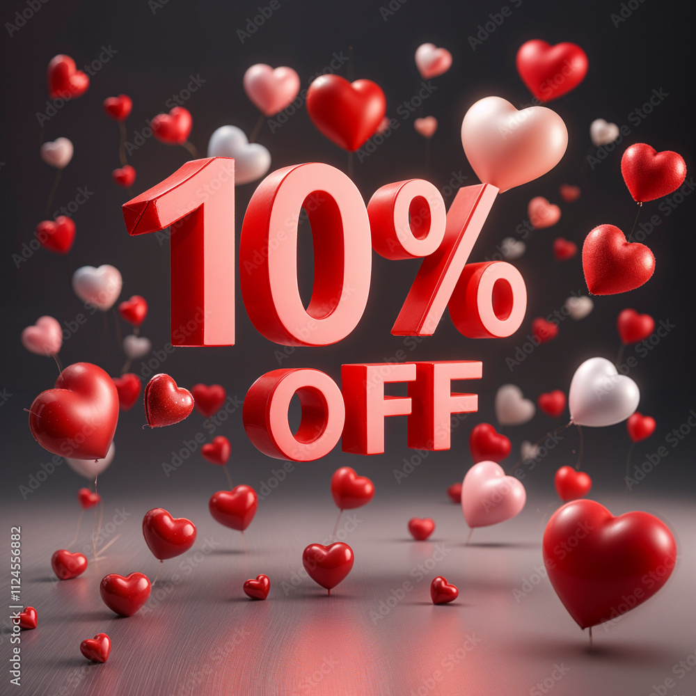 10 Percent Off romantic Valentine's Day Banner. 10% off. Valentine's Day discount, sale 10 Percent Off romantic Valentine's Day Banner. 10% off. Valentine's Day discount, sale