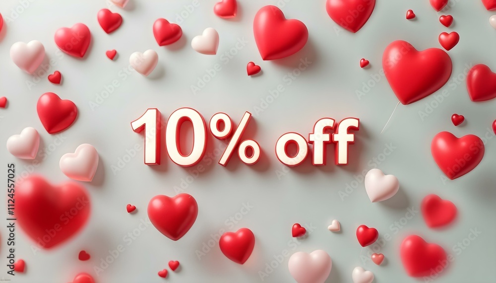 10 Percent Off romantic Valentine's Day Banner. 10% off. Valentine's Day discount, sale 10 Percent Off romantic Valentine's Day Banner. 10% off. Valentine's Day discount, sale