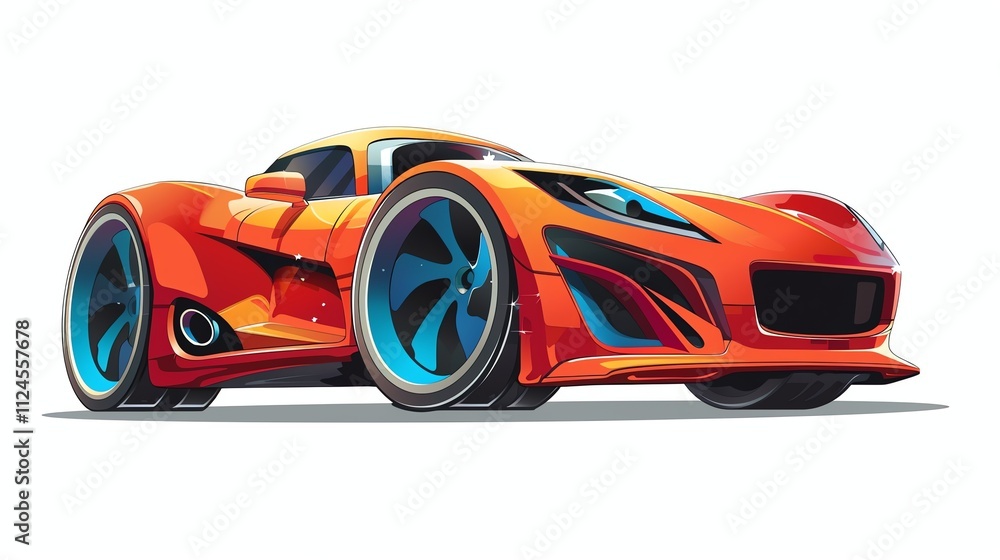 Fototapeta premium A cartoon illustration of a red sports car.