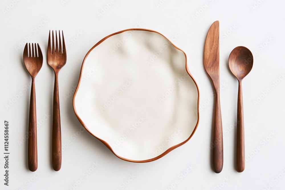 Minimalist Tableware Set on Plain Surface Minimalist Tableware Set on Plain Surface