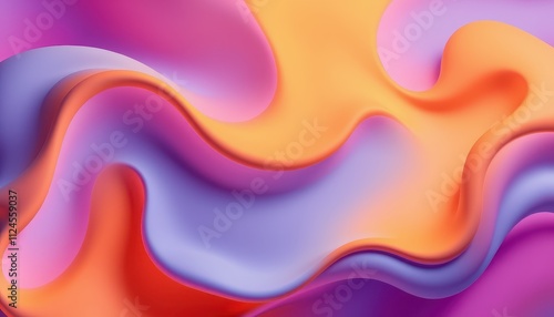 Abstract Fluid Forms in Vibrant Hues of Purple Orange and Pink