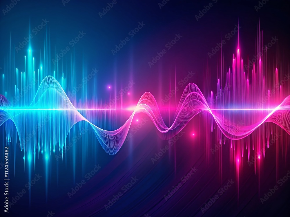 Abstract Desktop Background Featuring a Dynamic Sound Wave in Blue and Pink with Ample Copy Space for Customization and Personalization Options Abstract Desktop Background Featuring a Dynamic Sound Wave in Blue and Pink with Ample Copy Space for Customization and Personalization Options