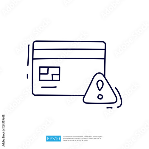 The image features a stylized credit card alongside an exclamation mark in a triangle, indicating a warning or alert related to financial matters.