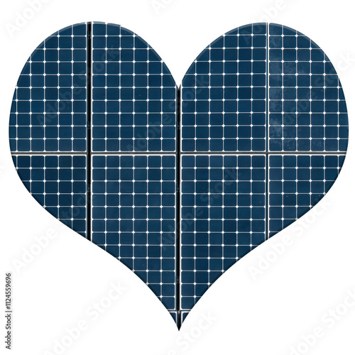 Solar energy photovoltaic panels in the shape of a a love heart.