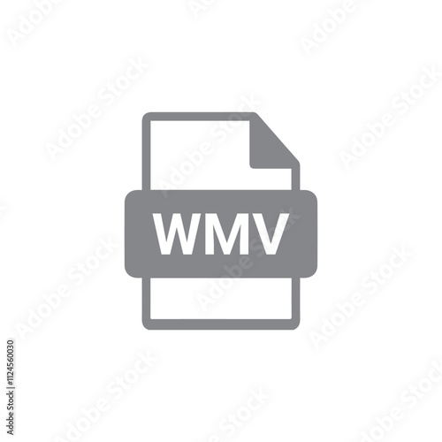 WMV icon, Download WMV button icon isolated. Flat design. WMV document file format icon illustration. WMV document file logo illustration isolated on white background.