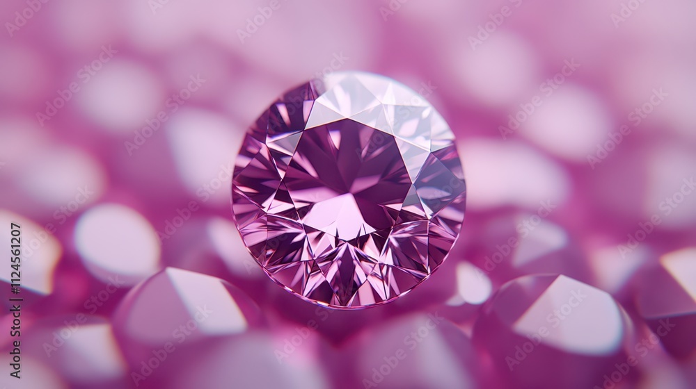 A stunning pink diamond sparkles amidst a bed of shimmering gemstones, showcasing its brilliance and exquisite craftsmanship. A stunning pink diamond sparkles amidst a bed of shimmering gemstones, showcasing its brilliance and exquisite craftsmanship.