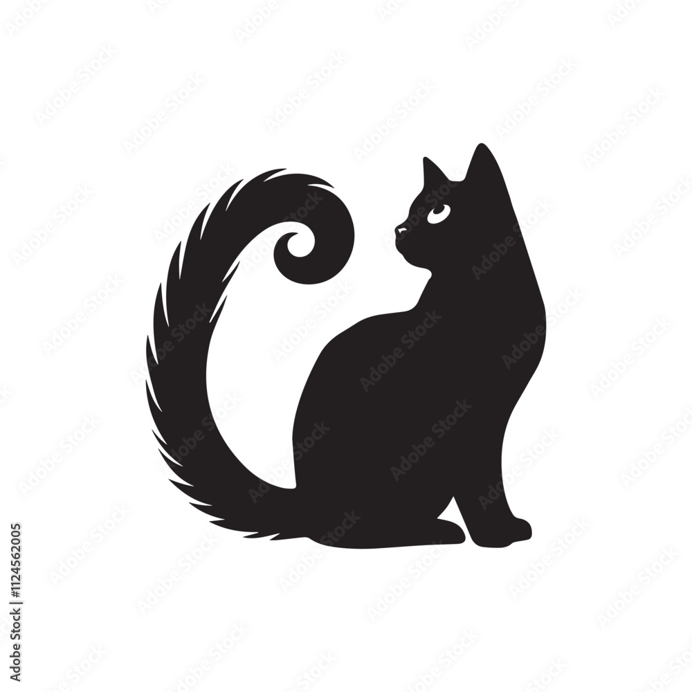 Obraz premium Black cat silhouettes vector design on white background