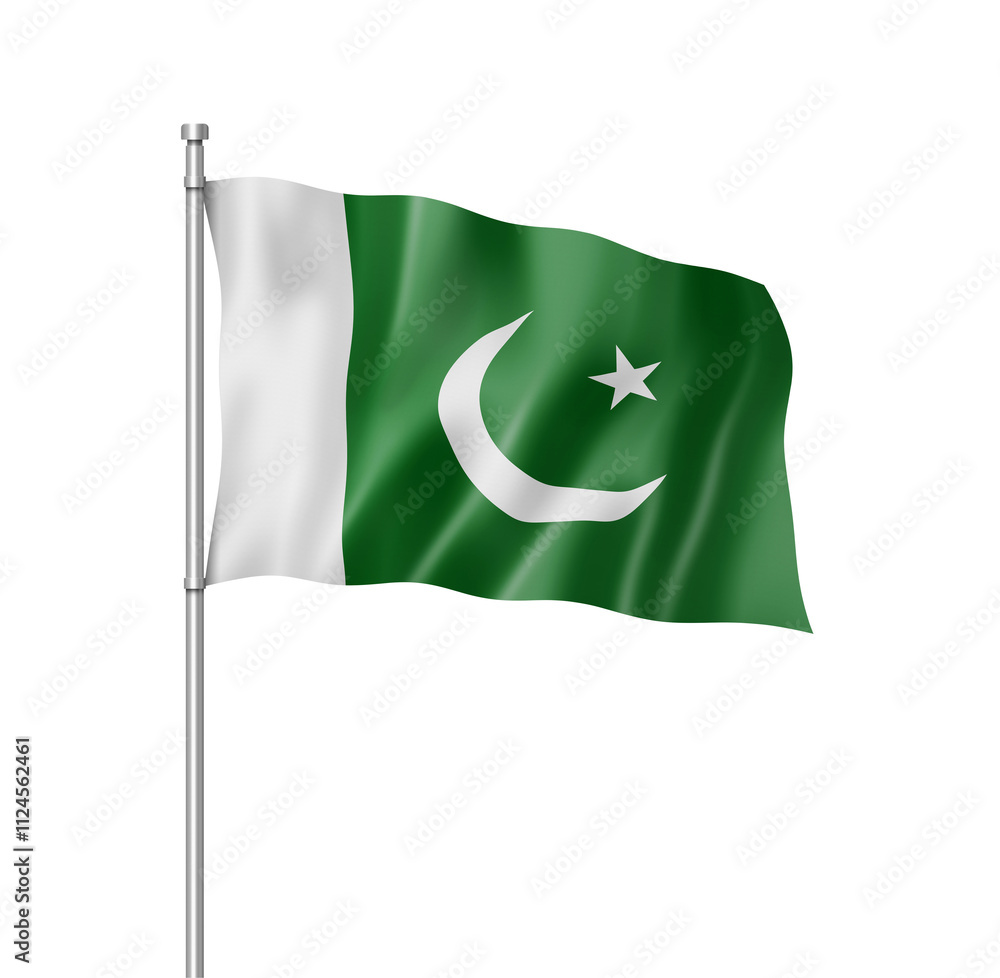 Photography Pakistani flag isolated on white