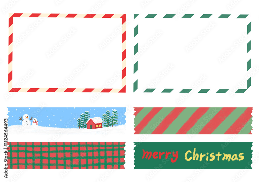 Fototapeta premium Christmas cards illustration,크리스마스 카드,마스킹테이프