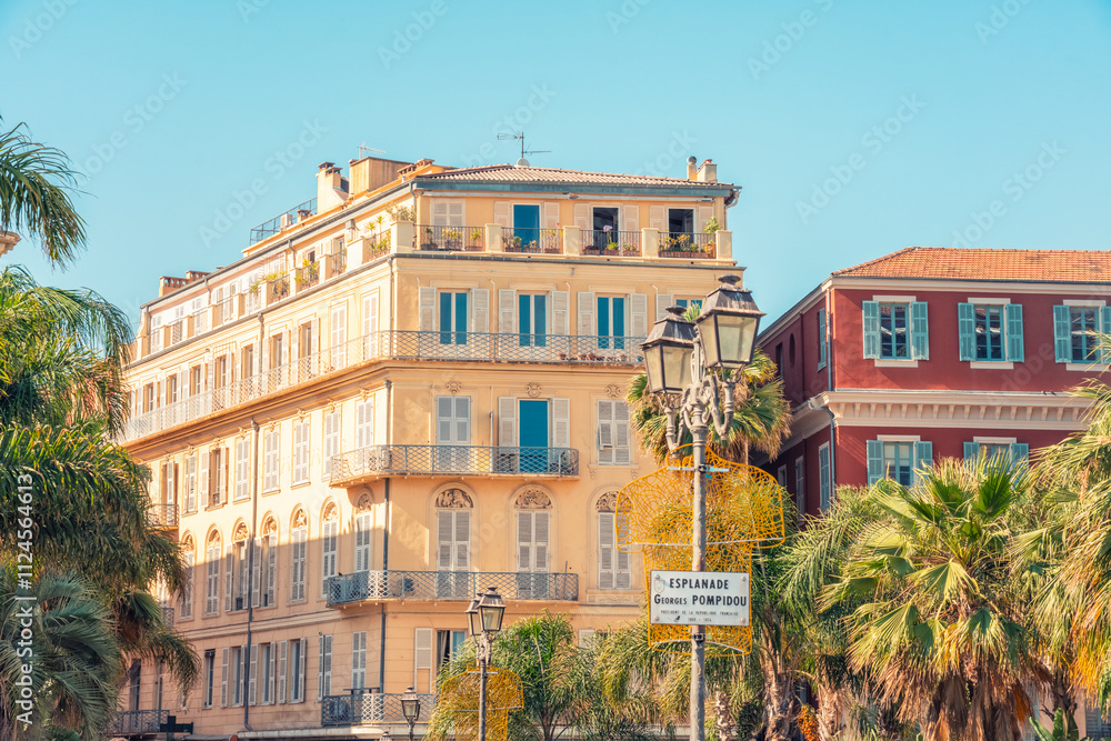 Historic buildings along Rue Saint-Fran�ois de Paule by Esplanade Georges Pompidou, Nice, France. Historic buildings along Rue Saint-Fran�ois de Paule by Esplanade Georges Pompidou, Nice, France.