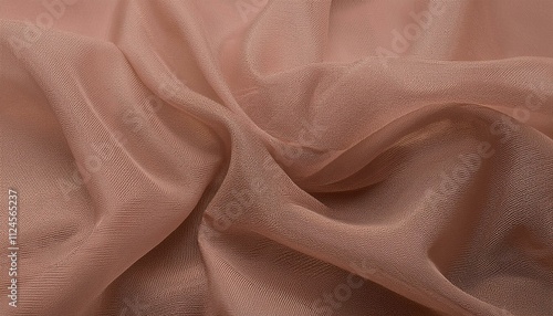 color of 2025 mocha mousse organza tulle voile background satin smooth swirl textile luxury luxurious elegant swirl silky backdrop transparent fabric  semitransparent 