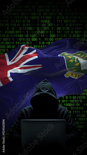 Wallpaper Mural Virgin Islands UK flag - 3D realistic waving flag on matrix digital background with binary code Torontodigital.ca
