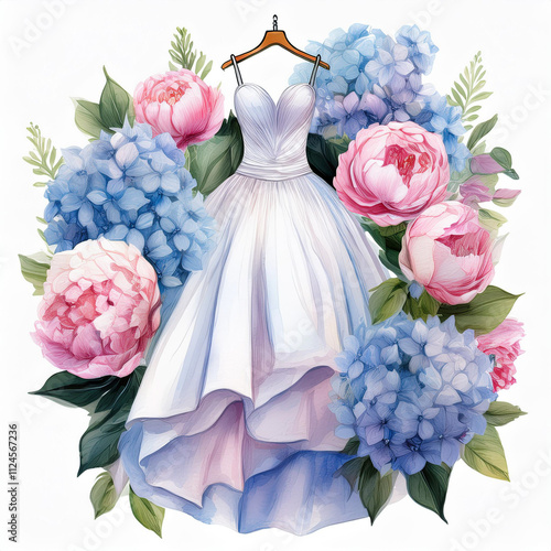 Romantic watercolor illustration in delicate pastels, ideal for wedding invites and elegant branding