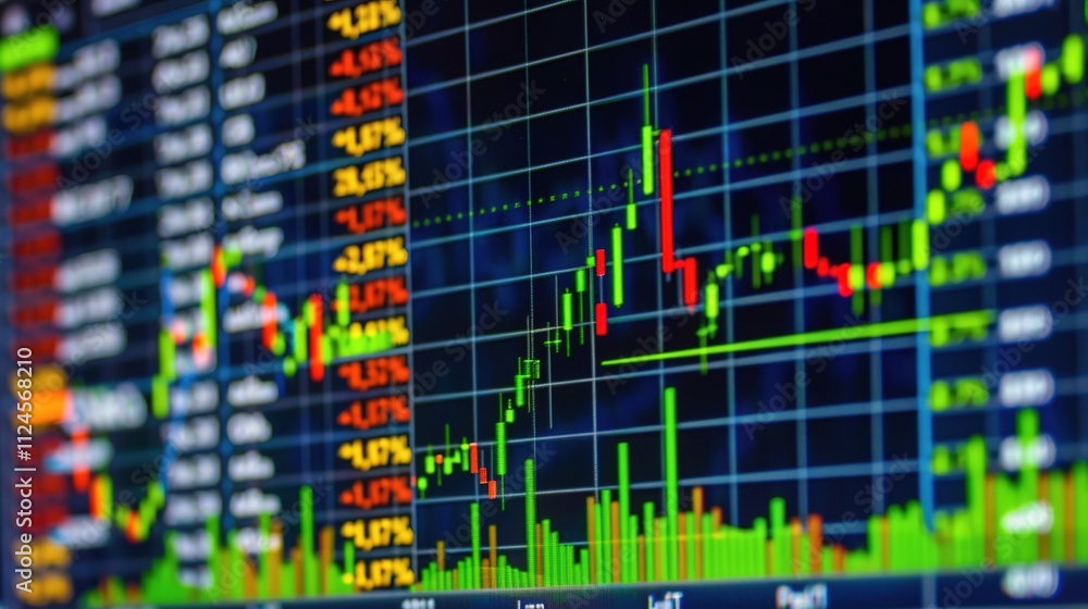 Close-up of digital stock market screen showing upward trend graph, symbolizing stock buyback, financial charts and candlestick patterns in background.
Close-up of digital stock market screen showing upward trend graph, symbolizing stock buyback, financial charts and candlestick patterns in background.