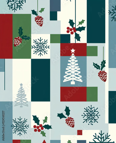 This Christmas pattern features minimalist designs for wrapping paper.