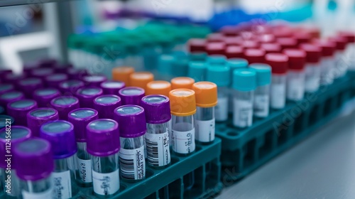 biotechnology test tube in laboratory for analysis and research in microbiology and clinical quality.







