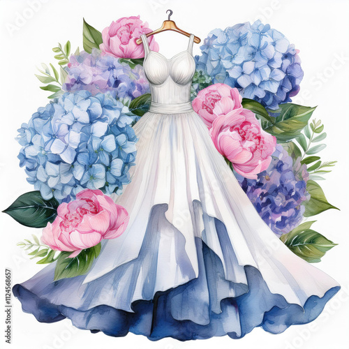 A romantic watercolor illustration for wedding invitations, showcasing delicate pastels and floral elements