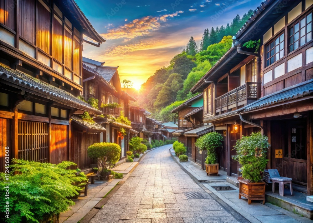 Beautiful Japanese Street Photography: Clean, Tidy Traditional Town - High-Resolution Image Beautiful Japanese Street Photography: Clean, Tidy Traditional Town - High-Resolution Image