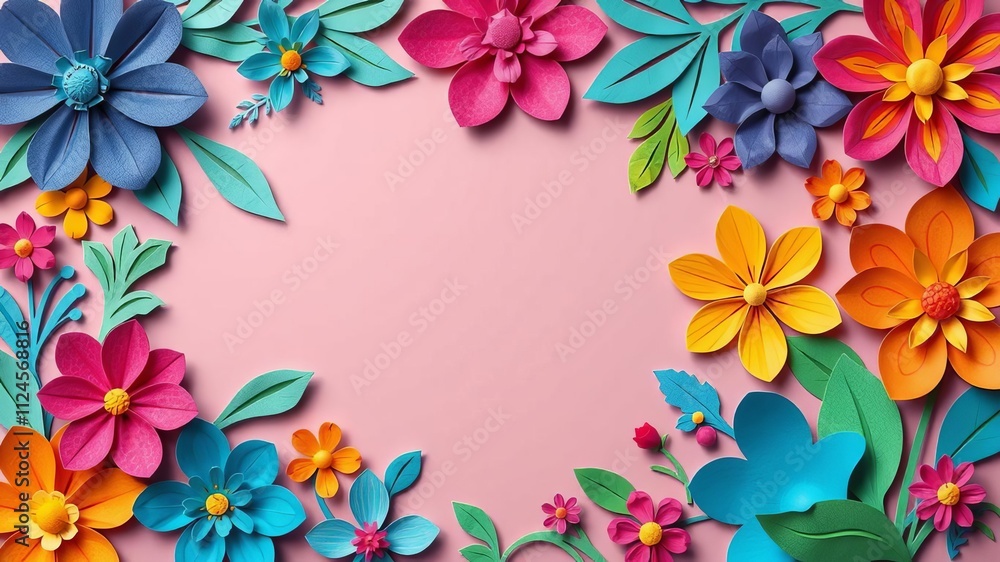 Vibrant paper cut style illustration of flowers in perfect composition, colorful and intricate design for paper craft projects or vector graphics, intricate, vibrant Vibrant paper cut style illustration of flowers in perfect composition, colorful and intricate design for paper craft projects or vector graphics, intricate, vibrant