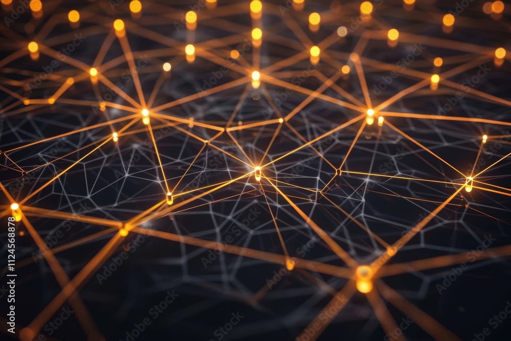 Glowing nodes interconnected by delicate lines showcase a vibrant network, symbolizing digital connectivity and technology in a dark, modern setting. Glowing nodes interconnected by delicate lines showcase a vibrant network, symbolizing digital connectivity and technology in a dark, modern setting.