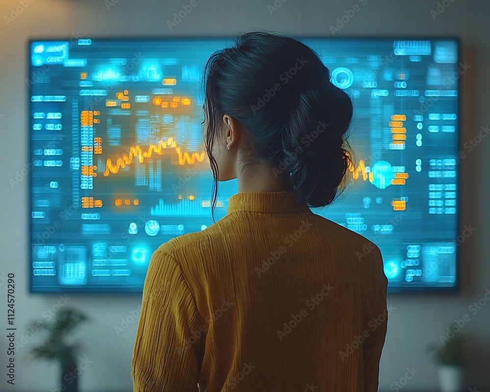 Shareholder Monitoring Live Updates on Futuristic Digital Wall Shareholder Monitoring Live Updates on Futuristic Digital Wall