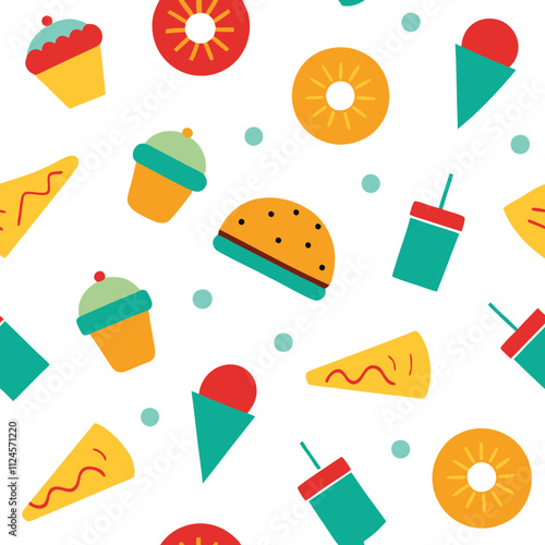 Junk Food Patten Design Vector Illustration