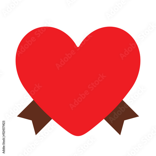 ハート型とリボンのシンプルなフレーム　文字なし　ベタ　バレンタイン　母の日　誕生日